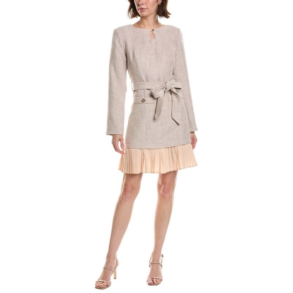 Pascale La Mode Womens Long Sleeve Mini A-Line Dress, Pink